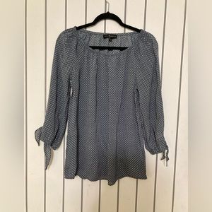 Navy with white polka dot tunic top size medium